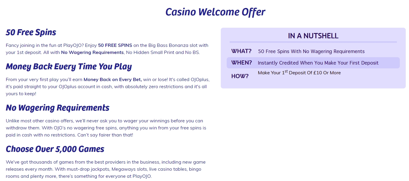 playojo welcome offer